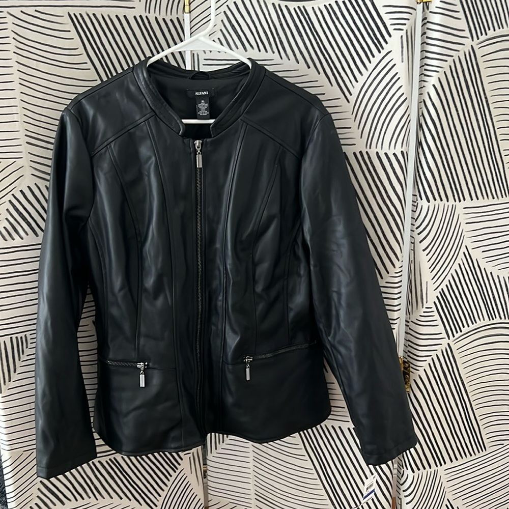 NWT Black Alfani Pleather Jacket